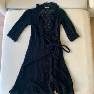 Black sweater wrap dress